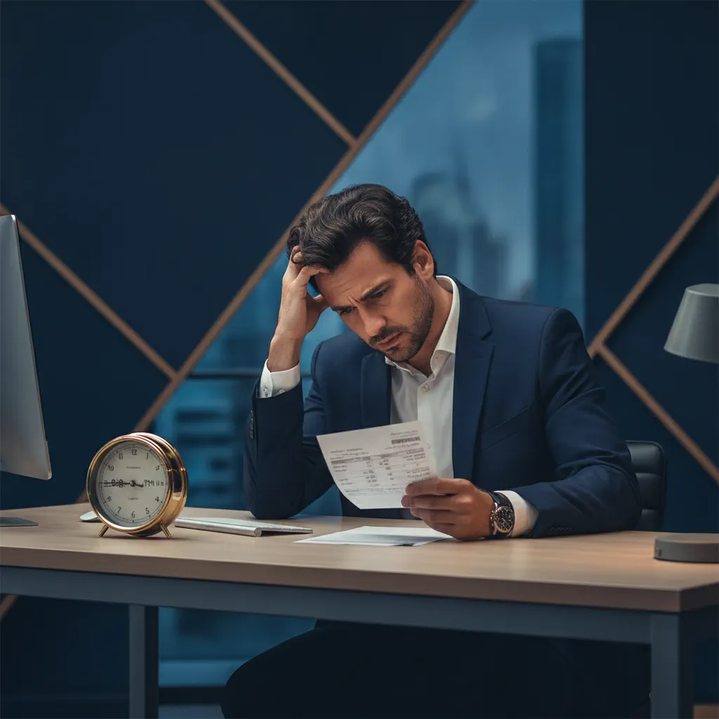 Hora extra nao paga como cobrar - trabalhador analisando contracheque e relogio